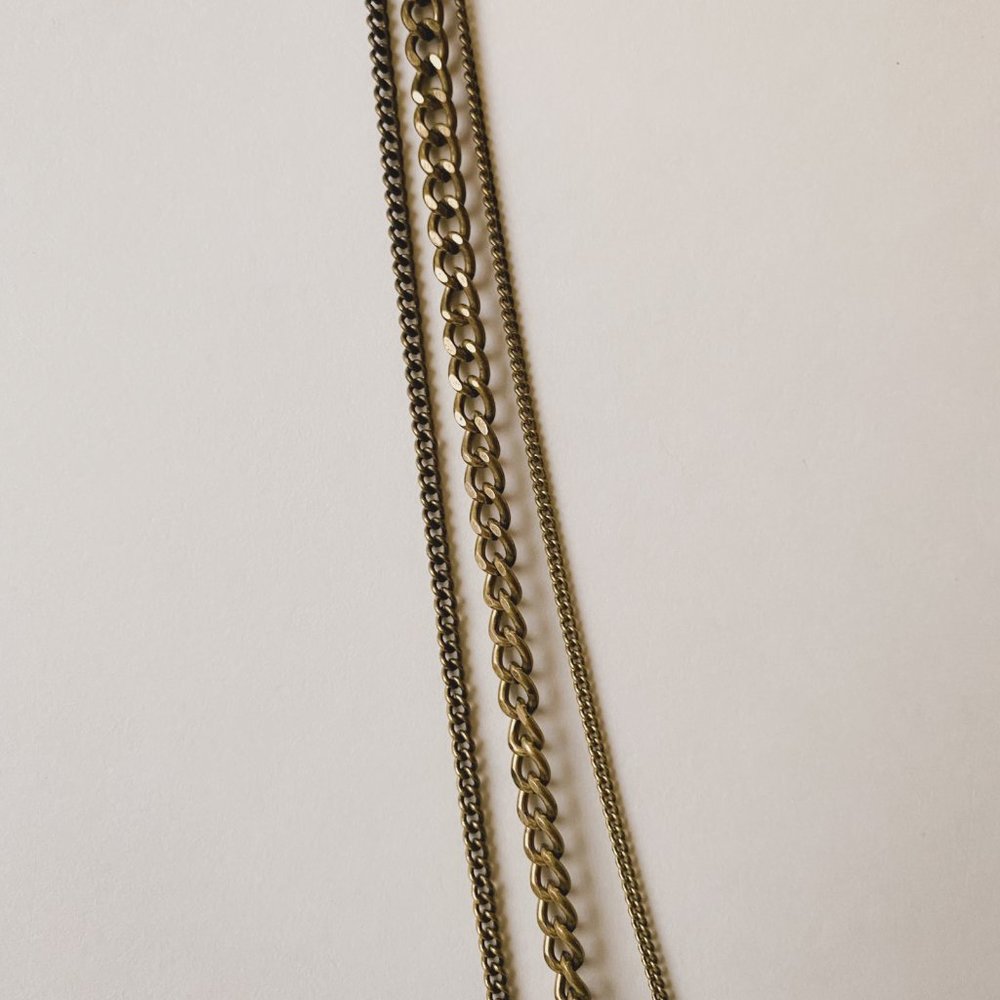 Park Lane 37" Long Multi Strand Antique Brass Tone Chain Layered Simple Necklace - Picture 4 of 7